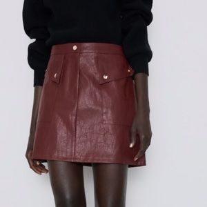 NWT Zara luxury fall winter minimalist faux leather mini skirt
